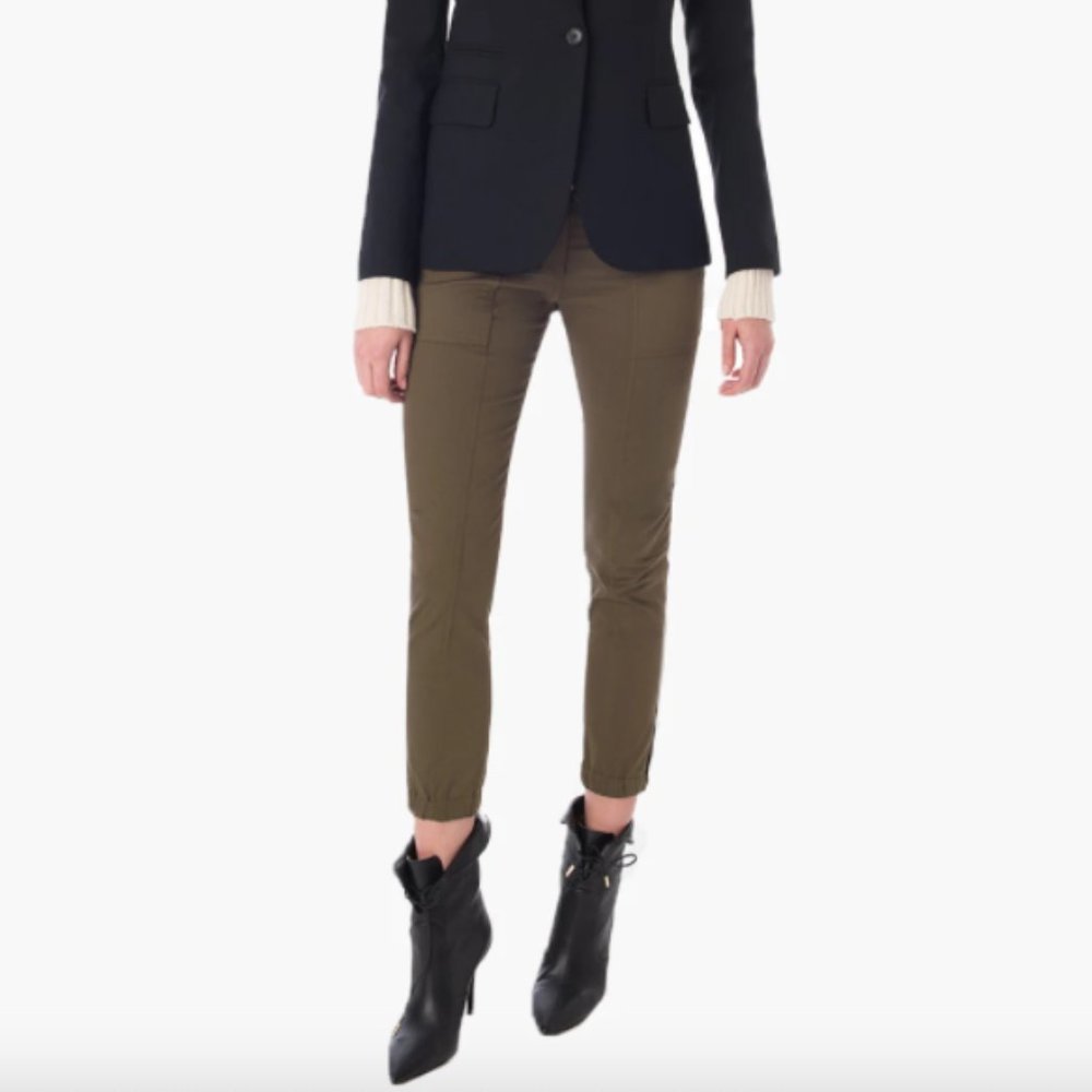 Veronica Beard Olive Cropped Slim Trousers